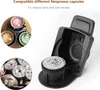A collage of coffee cups and coffee machine accessories, with text overlay advertising compatibility. Produktbild-Vorschau