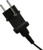 A close-up shot of a black electrical plug with two silver prongs. Podgląd zdjęcia produktu