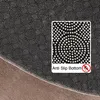 A close-up view of the underside of a rug, showing its anti-slip pattern and a small inset image with text. Anteprima dell’immagine prodotto