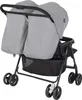 A close-up, studio shot of a gray double stroller against a white background. Produktbild-Vorschau