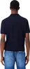 A person seen from behind, wearing a dark blue polo shirt and blue jeans. Produktbild-Vorschau