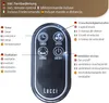 A remote control for a fan, with multilingual labels and icons explaining its functions. Podgląd zdjęcia produktu