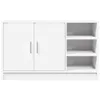 A white cabinet with two doors and three open shelves. Náhled obrázku produktu