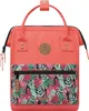 A coral-colored backpack with a tropical print pocket. Produktbild-Vorschau