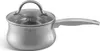 A stainless steel saucepan with a glass lid and a single handle, shown against a white background. Náhled obrázku produktu