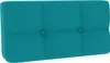 A teal colored tufted cushion.