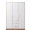 MinteLiv Kleiderschrank 3-türig Weiß Eiche 176x120x52cm mit Produktbild-Vorschau 3