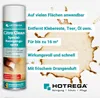 A can of HOTREGA Citro Clean Spezial Reinigungsspray is shown next to a large brown stain on a white background, with text highlighting the product's features. Produktbild-Vorschau