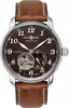 A close-up studio shot of a men's wristwatch with a brown leather strap and a brown dial. Náhled obrázku produktu