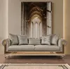 Chesterfield Sofagarnitur Dreisitzer Sitzer Grau Stoff Produktbild-Vorschau 2