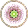 A circular, colorful geometric design created by a spiral drawing machine. Podgląd zdjęcia produktu