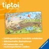 An open book with an illustration of a farm scene, featuring animals, a kite, and a rabbit. The book is placed on an orange background with the brand logo and descriptive text. Náhľad obrázku produktu