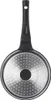 The underside of a black frying pan with a silver, patterned base and a black handle. Anteprima dell’immagine prodotto