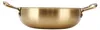 A close-up, side view of a gold-colored pot with two handles. Produktbild-Vorschau