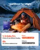 A person sitting in a tent in a snowy environment with a portable heater. Náhľad obrázku produktu