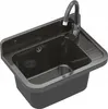 A dark-colored sink with a faucet, mounted on a wall. Náhled obrázku produktu