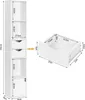 A diagram showing the dimensions of a white bookshelf with drawers and a door, alongside a separate diagram of a drawer. Produktbild-Vorschau