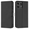 A black flip case for a smartphone is shown from the front and back. Produktbild-Vorschau