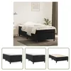 A bedroom scene with a bed, and three smaller images showing different views of the bed base. Produktbild-Vorschau