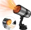 A portable car heater with a suction cup mount, showing heat waves emanating from the front. Produktbild-Vorschau
