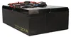 A set of four black batteries connected by red and blue wires, placed on a white background. Produktbild-Vorschau