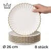 8er-Set Premium Porzellan Speiseteller Ø26 cm – Elegantes Wellendesign mit edlem Goldrand Produktbild-Vorschau