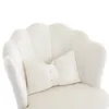 A close-up view of a white chair with a decorative pillow. Produktbild-Vorschau