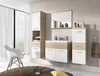 A modern bathroom vanity set with a sink, mirror, and storage cabinets. Náhľad obrázku produktu