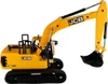 A yellow toy excavator is shown against a white background. Produktbild-Vorschau