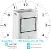 A white dehumidifier with a filter exposed, surrounded by a clock face graphic and feature callouts. Anteprima dell’immagine prodotto