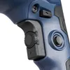 A close-up view of the handle and controls of a blue power tool. Podgląd zdjęcia produktu