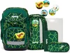 A set of school supplies including a backpack, pencil case, and other accessories, all featuring a dinosaur theme. Produktbild-Vorschau