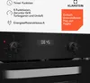 Close-up of an oven control panel with feature descriptions and brand logo. Produktbild-Vorschau