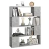 A concrete gray bookshelf with various items on its shelves. Náhled obrázku produktu