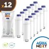 A package of water filters and a group of water filters arranged in a diagonal line. Produktbild-Vorschau