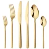 A set of gold-colored cutlery arranged on a white background. Produktbild-Vorschau