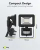 Product image showing two views of an LED floodlight with a motion sensor, with dimensions indicated. Produktbild-Vorschau