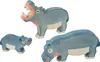 Holztiger Nilpferd Flusspferd Set mit 3 Holzfiguren Safari Produktbild-Vorschau 1