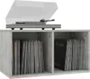 A vinyl record player sits atop a two-cubby storage unit filled with records. Anteprima dell’immagine prodotto