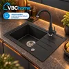 VBChome spoelbak, graniet, zwart, met kraan, 55 x 44 cm, Productafbeelding-voorbeeld 2