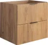 A close-up studio shot of a wooden bathroom vanity cabinet with two drawers. Produktbild-Vorschau