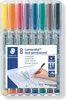 A set of 8 Staedtler Lumocolor non-permanent markers in their original packaging. Voir les images du produit