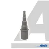 A gray plastic hose adapter with a ribbed, tapered end and a wider cylindrical base, set against a white and light gray background with a large, faint 'A' graphic. Podgląd zdjęcia produktu