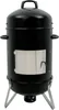 A black smoker barrel grill with silver accents and legs, shown from the front on a white background. Podgląd zdjęcia produktu