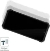 A black smartphone case with a screen protector is shown with a ghosted effect to indicate movement or protection. Náhled obrázku produktu