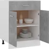 vidaXL Mobile basso con cassetti Grigio cemento 60x46x81,5 Anteprima dell’immagine prodotto 2