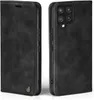 A black flip case for a Samsung Galaxy A42 phone, shown from two angles. Produktbild-Vorschau