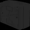 The back of a black electrical distribution box with mounting points and knockouts. Produktbild-Vorschau