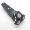 A teal and black electric shaver with three rotary heads is shown against a white background. Produktbild-Vorschau