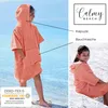 CalmyBEACH Frottee Badeponcho Kinder Bademantel  - Peach Produktbild-Vorschau 3